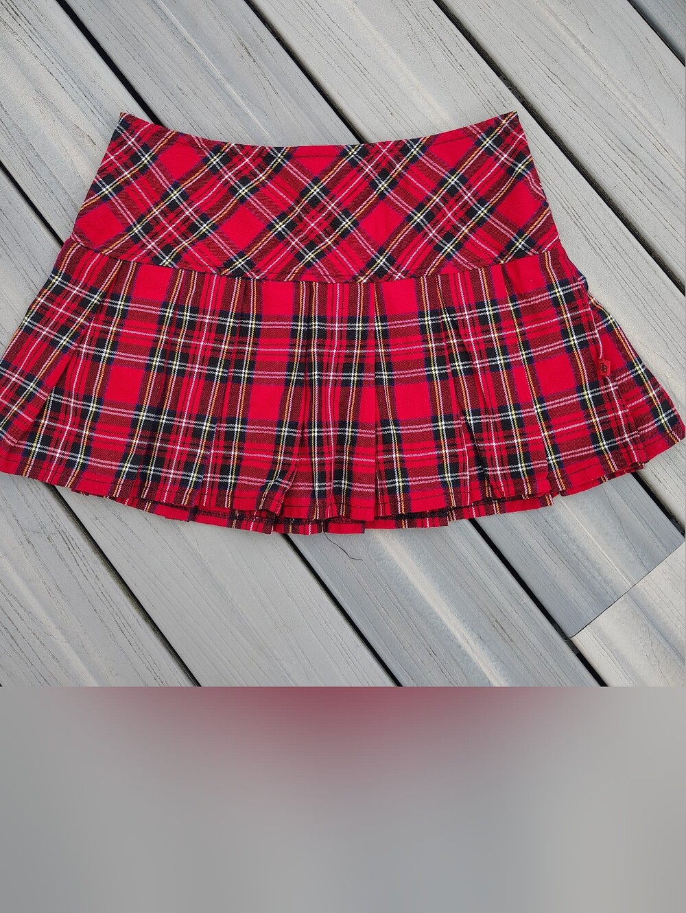 Royal Bones Red Plaid Pleated Mini Skirt